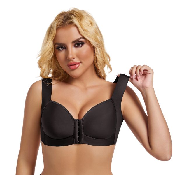 Glossy thin plus size bra, sexy gathered front buckle, no steel ring, adjustable women's underwear